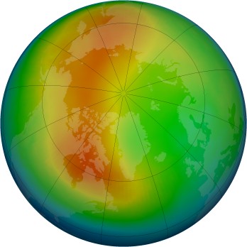 Arctic ozone map for 2002-01